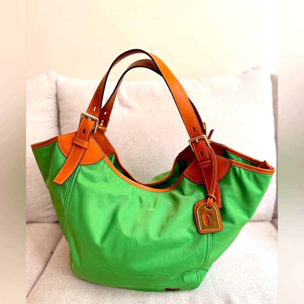 Dooney & Bourke Green and Tan Satchel